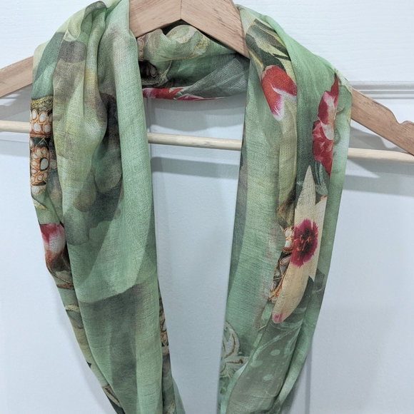 Soft Silk Blend Scarf - Floral Print - Picture 1 of 4